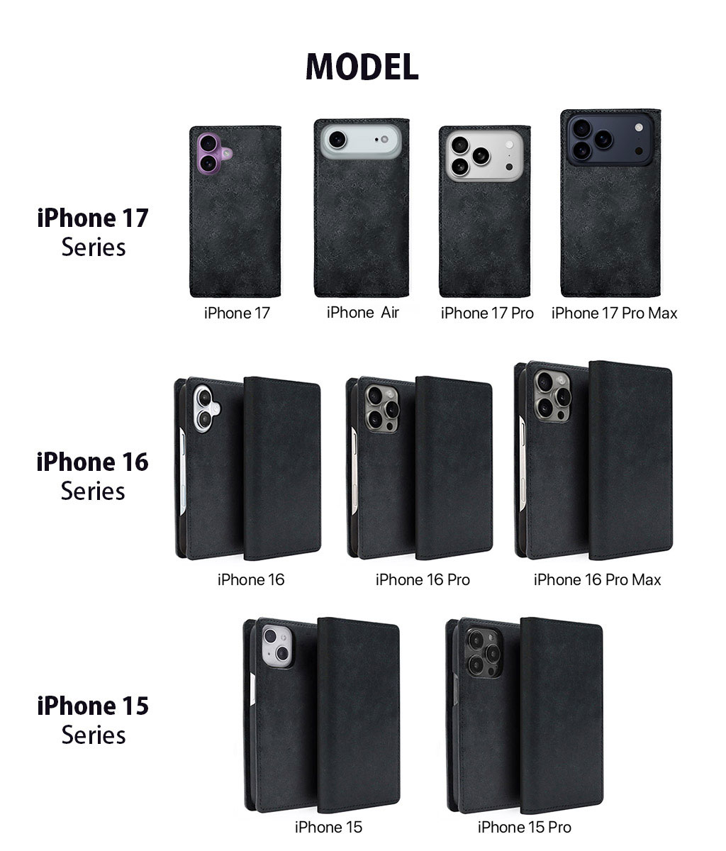 [ iPhone17/iPhoneAir/17Pro/17ProMax 用] ABBI SIGNATURE MARGOTイタリアンレザー 本革 日本製 手帳型 MagSafe対応 ダイアリーケース for iPhone16/15シリーズ |  | 13