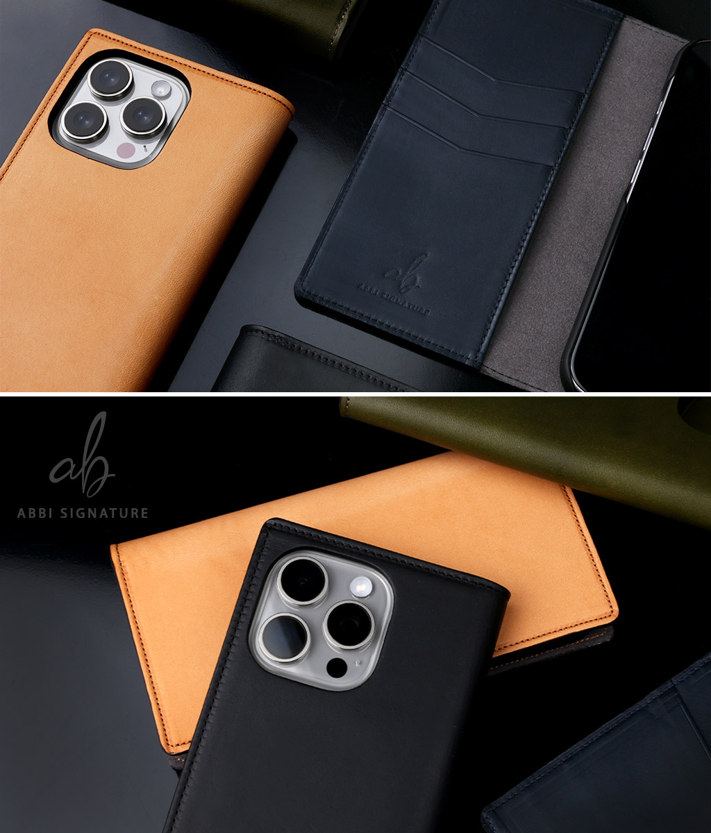 iPhone16pro/16ProMax用 本革 手帳型 MagSafe対応 タリアンレザー ケース ABBI SIGNATURE LISCIO ダイアリーケース |  | 14