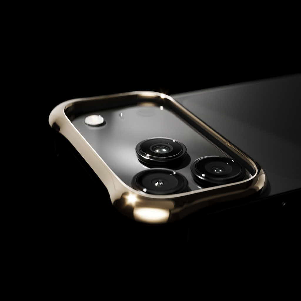 iPhone 17 Pro / Max ケース アルミ バンパー アルミ・ミラーゴールド