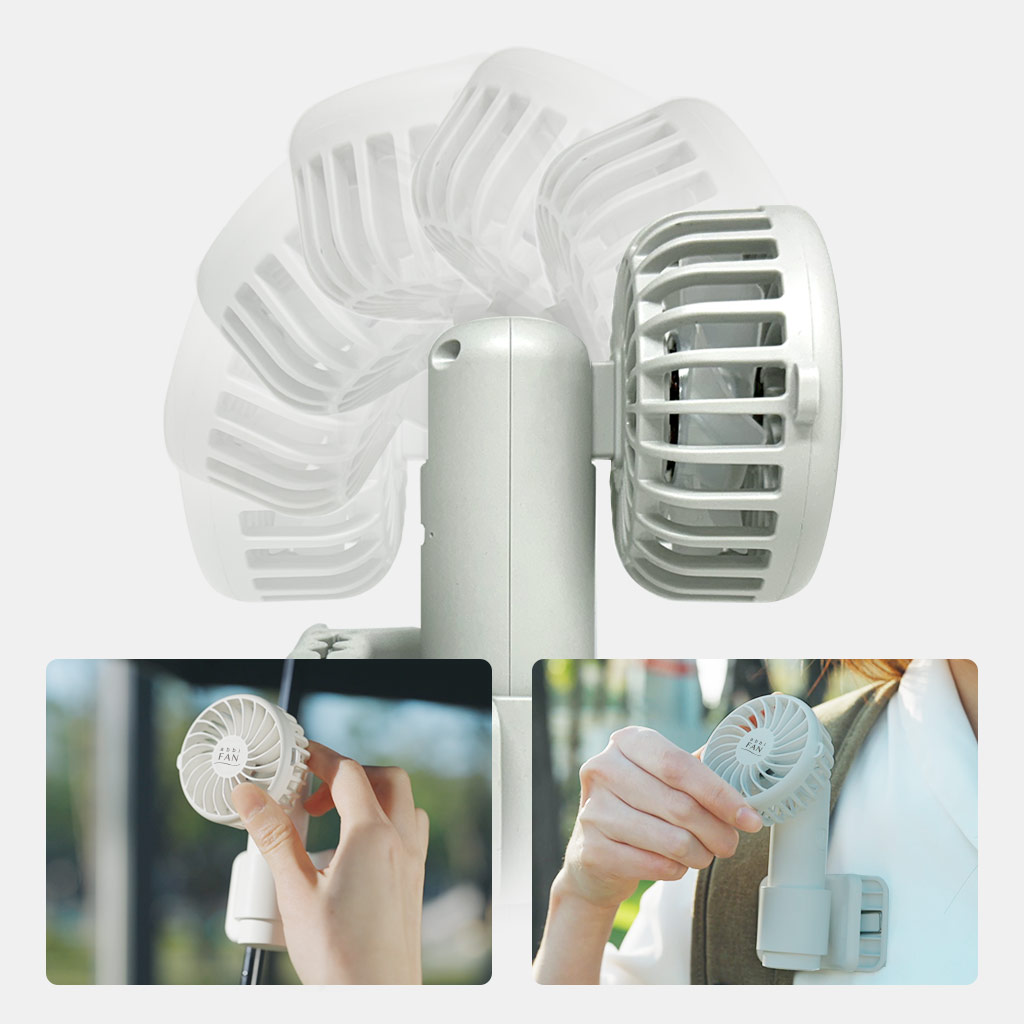 ハンディファン 4Way 日傘対応 クリップファン abbiFan CLIP 180°回転 ハンズフリ ネックストラップ付き 傘につける |  | 04