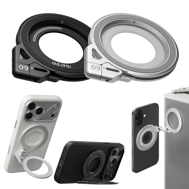 AULUMU G09 �f���A�� MagSafe�Ή������O�X�^���h 3��360°��]�� �u���b�N / �V���o�[ �X�}�z�����O ���@�\ ���� ���� �p�x���� �y�� ���ϋv ���̓�