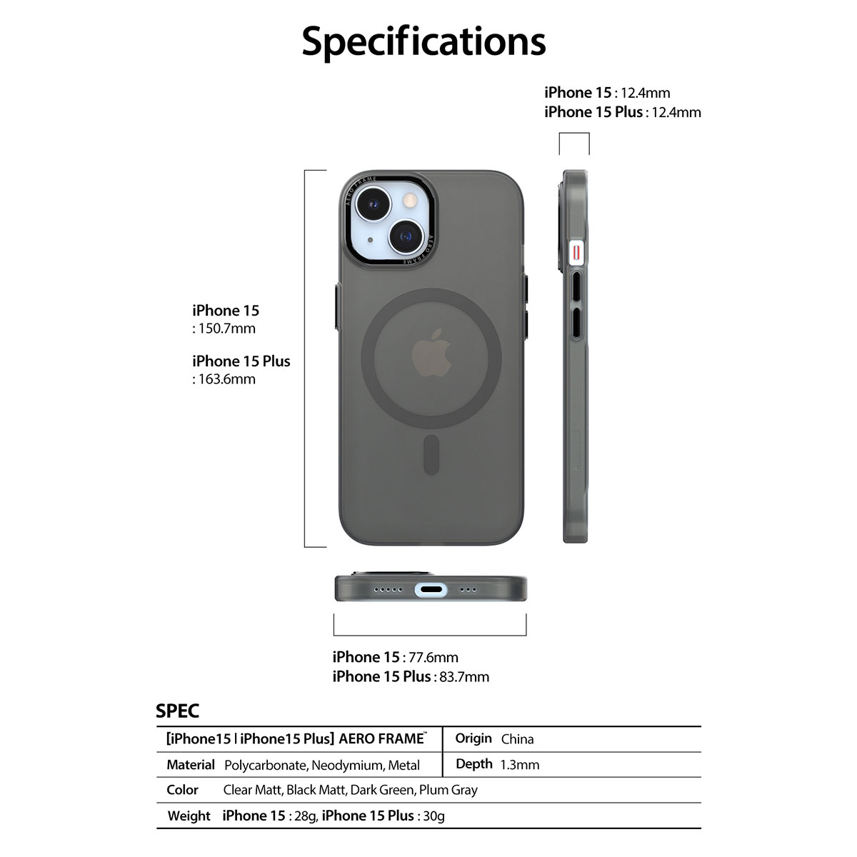 iPhone 15 / 15 Pro / 15 Pro Max / 15 Plus MagSafe対応ケース AERO FRAME ボタンカバー レンズ周り メタル素材で保護｜mycaseshop｜13