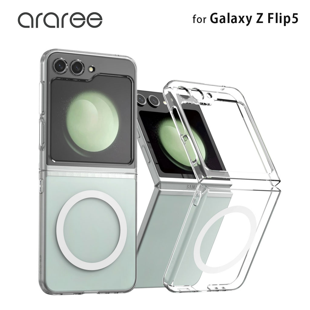 araree Galaxy Z Flip5 クリア ケース Nukin M マグネット搭載でMagSafe対応 透明 カバー [SAMSUNGの公式認証品]｜mycaseshop