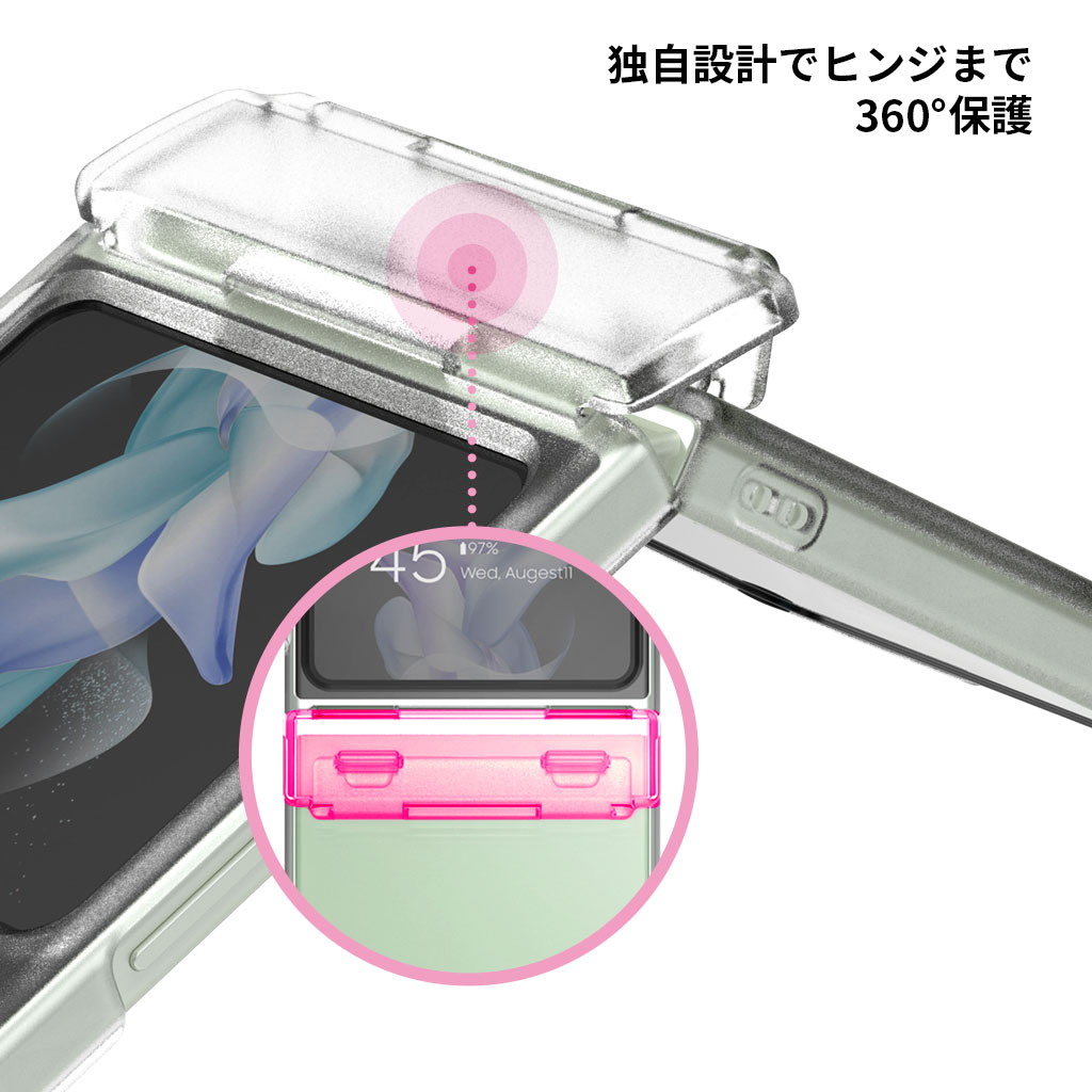 araree Galaxy Z Flip5 クリア ケース Nukin 360 度 ヒンジまで フルカバー [SAMSUNGの公式認証品]｜mycaseshop｜04