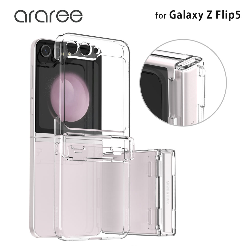 araree Galaxy Z Flip5 クリア ケース Nukin 360 度 ヒンジまで フルカバー [SAMSUNGの公式認証品]｜mycaseshop