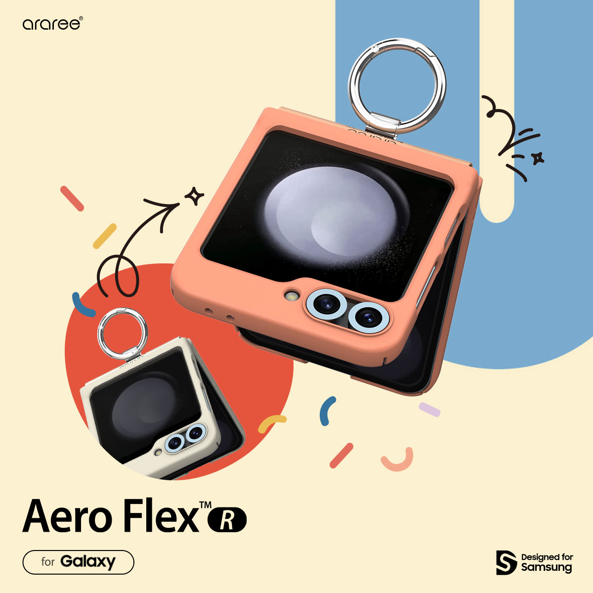 Galaxy Z Flip6 ケース メタルリング付き Aero Flex R [SAMSUNG