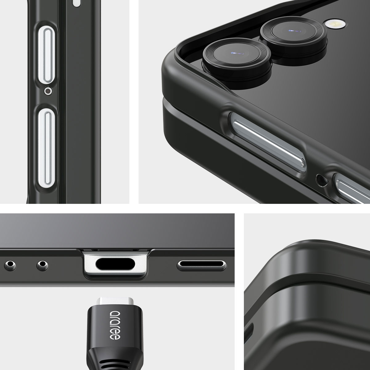 Galaxy Z Flip7 ケース カバー] araree グリップ メタルリング付き