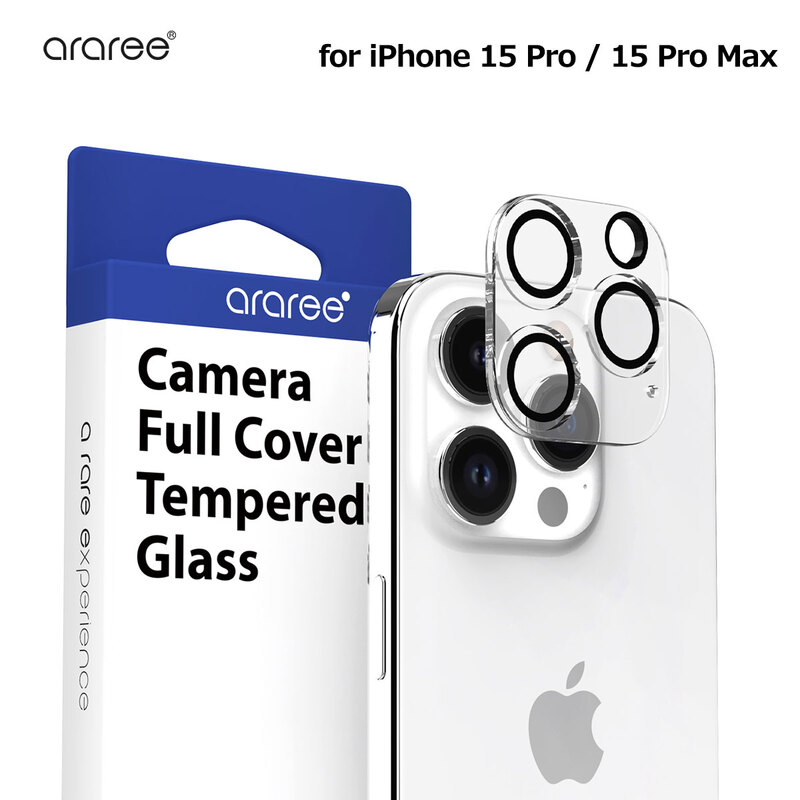 iPhone 15 Pro / 15 Pro Max araree カメラ専用 強化ガラスフィルム C-SUB CORE クリア 背面カメラ 一体型のフルカバー 保護 9H 高い透過率