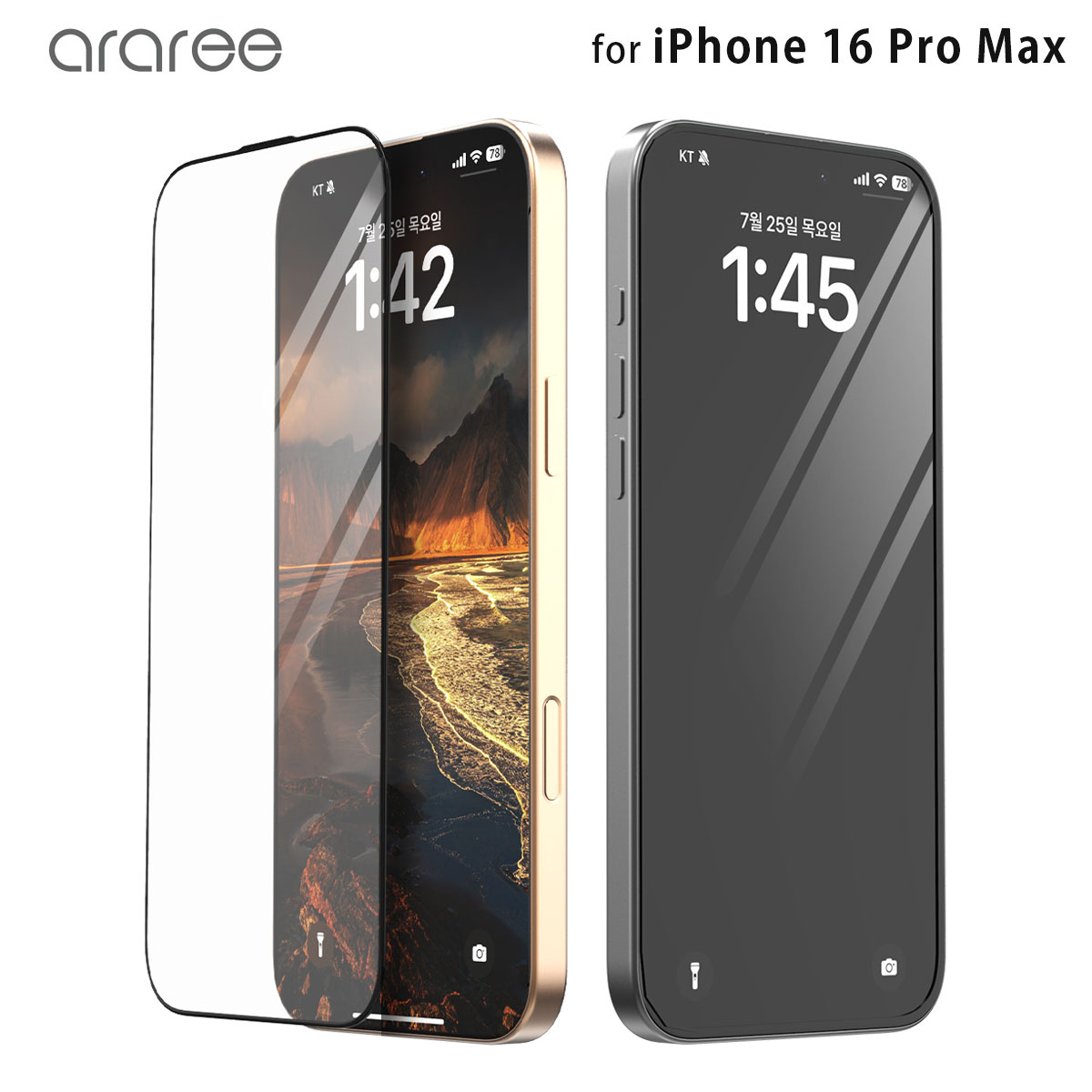 iPhone16ProMax �����K���X�t�B���� �S�ʕی� �f�B�X�v���C�ی� �K���X �w��E��U�h�~ ������ araree core �t���ی�K���X�t�B���� �N���A