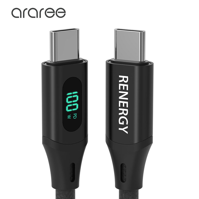type c [dP[u araree [RENERGY] LED fW^fBXvXt 100W C to C P[ui1.2mjE-Mark PD/PPSΉ USBC P[u Q[pP[u