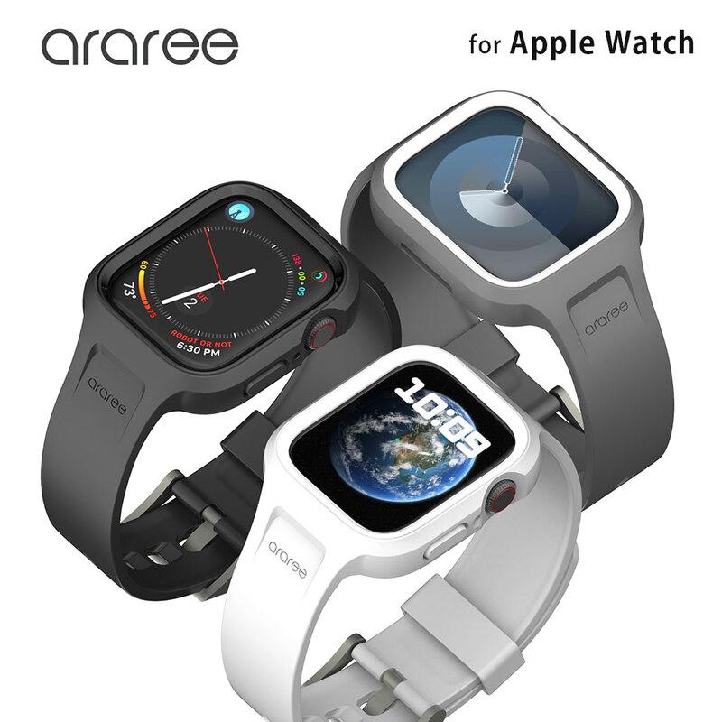 araree アップルウォッチ ケース 一体型バンド Duple Pro 交換ベルト カバー付き for Apple Watch 45/44/41/40mm (SE,Series9/8/76/5/4)｜mycaseshop
