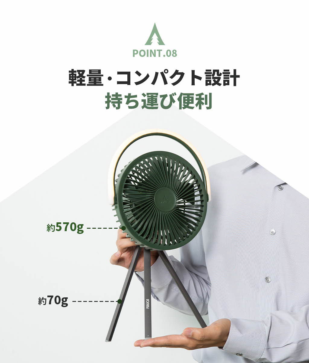 KRUCA 多機能 キャンピングファン [虫よけ超音波 最大42時間 置く・持つ・吊るす・照らす] |  | 14