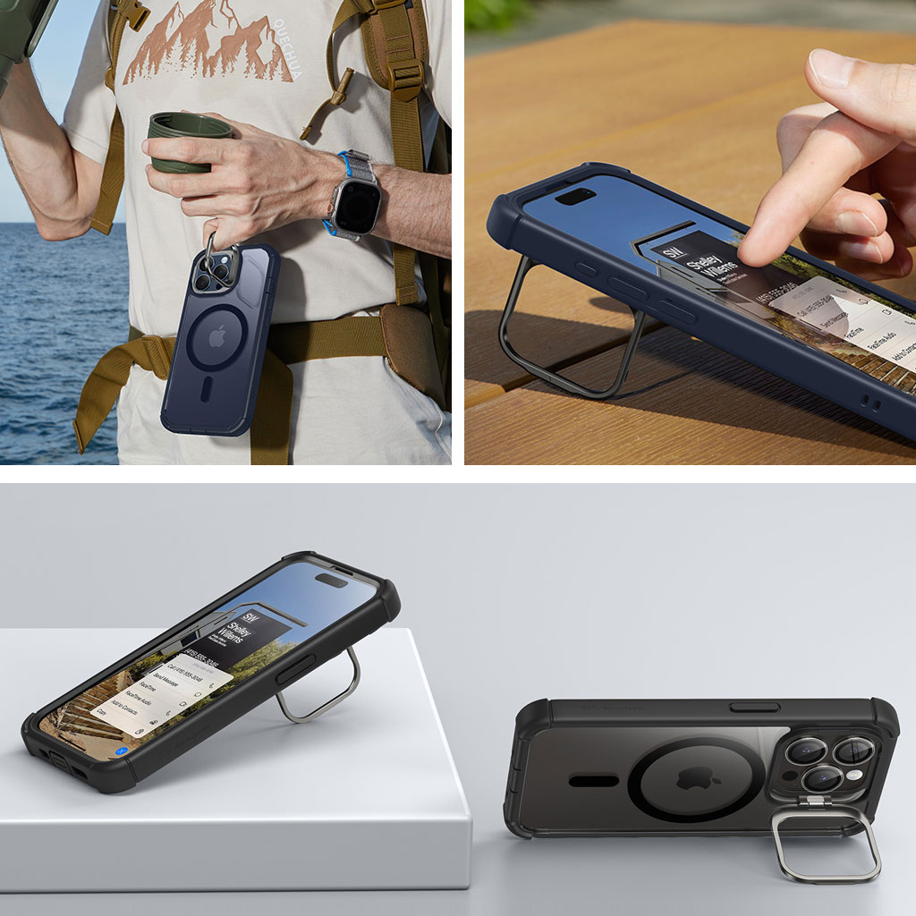 ESR iPhone 15 シリーズ スタンド付きタフケース Armor 米軍MIL規格