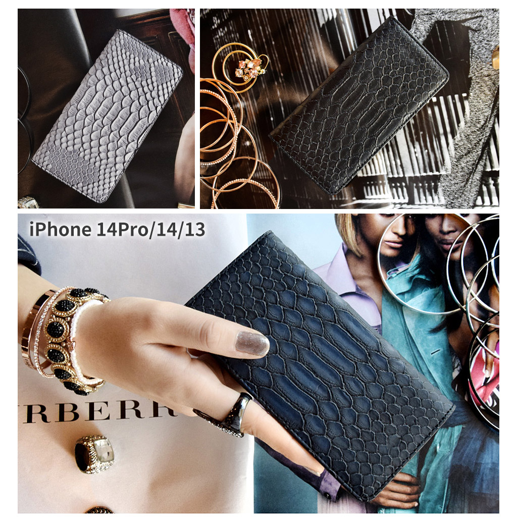 iPhone 14 / 14 Pro / 13 ケース カバー 【手帳型 カード収納 本革】GAZE Matt Python Diary [for iPhone SE3（第3世代）/SE2（第2世代）/8/7/6s/6]｜mycaseshop｜10