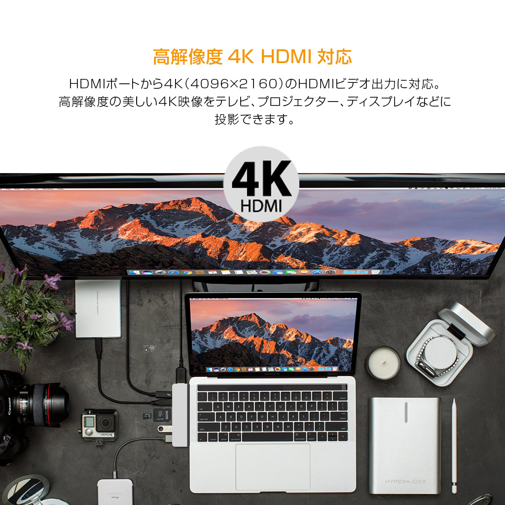 USB Type C hub mac ハブ HyperDrive 7in2 DUO USB-C Hub for MacBook Pro 40Gb/s 高速データ転送 4K PD機能 HDMI変換アダプター USB 3.1ポート HYPER++｜mycaseshop｜06