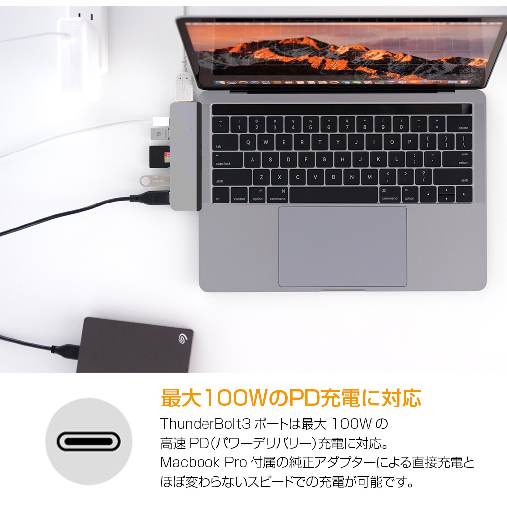 USB Type C hub mac ハブ HyperDrive 7in2 DUO USB-C Hub for MacBook Pro 40Gb/s 高速データ転送 4K PD機能 HDMI変換アダプター USB 3.1ポート HYPER++｜mycaseshop｜08