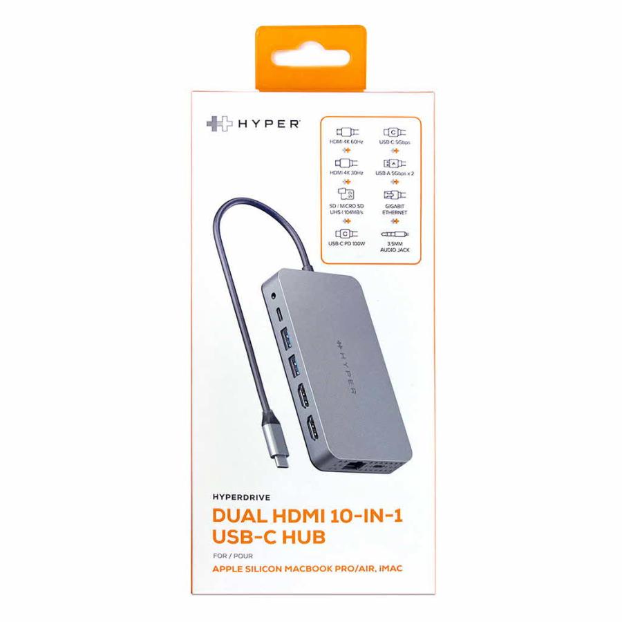 HyperDrive デュアル 4K HDMI 10in1 USB-Cハブ for M1/M2/M3 MacBook Air/Pro [ 4K (60Hz / 30Hz) 2画面複数出力 同時出力 ハブ PD 100W ]｜mycaseshop｜06