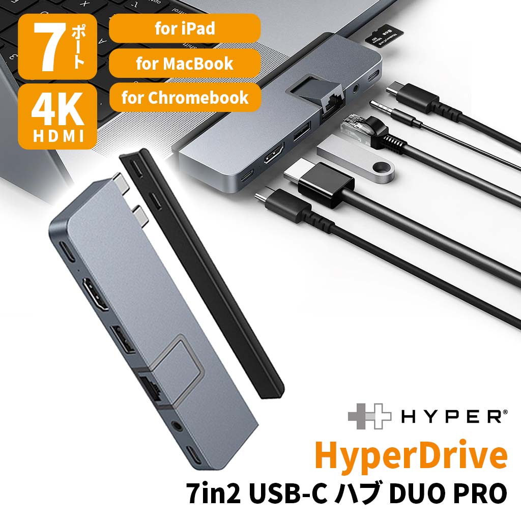 HyperDrive 7in2 USB-Cハブ DUO PRO [MacBook Proに最適化] HYPER++ type-cハブ USBハブ｜mycaseshop