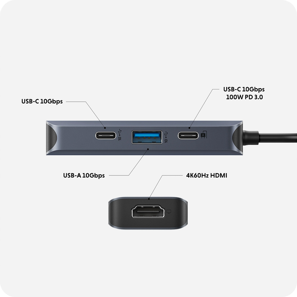 HyperDrive Next 4 Port USB-C ハブ c-type hub パススルー HDMI 100W USB-A PD USB 3.2 macbookハブ 拡張ハブ 4ポート｜mycaseshop｜02