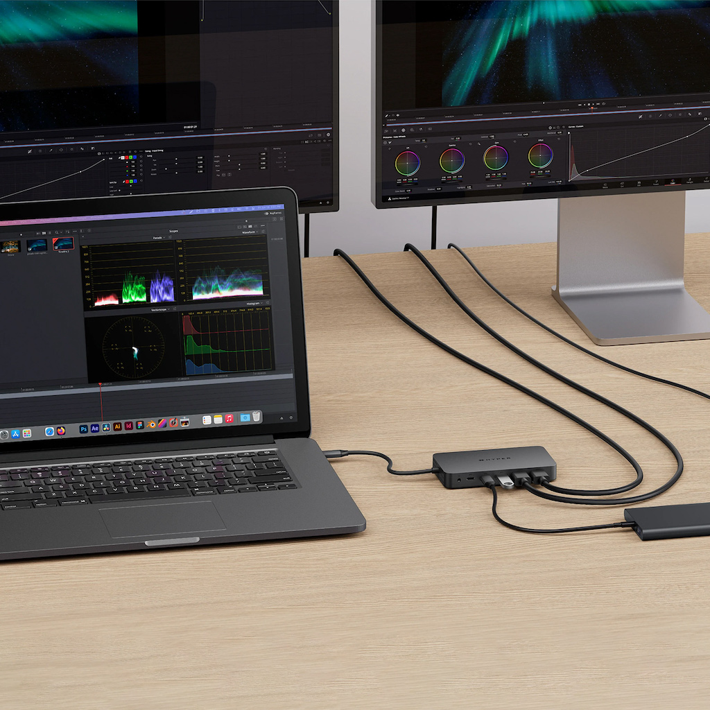 HyperDrive Next Dual 4K HDMI 7 Port USB-C ハブ デュアルディスプレイ パススルー HDMI 100W USB-A PD M1 M2 M3 MacBook 拡張ハブ 7ポート｜mycaseshop｜03
