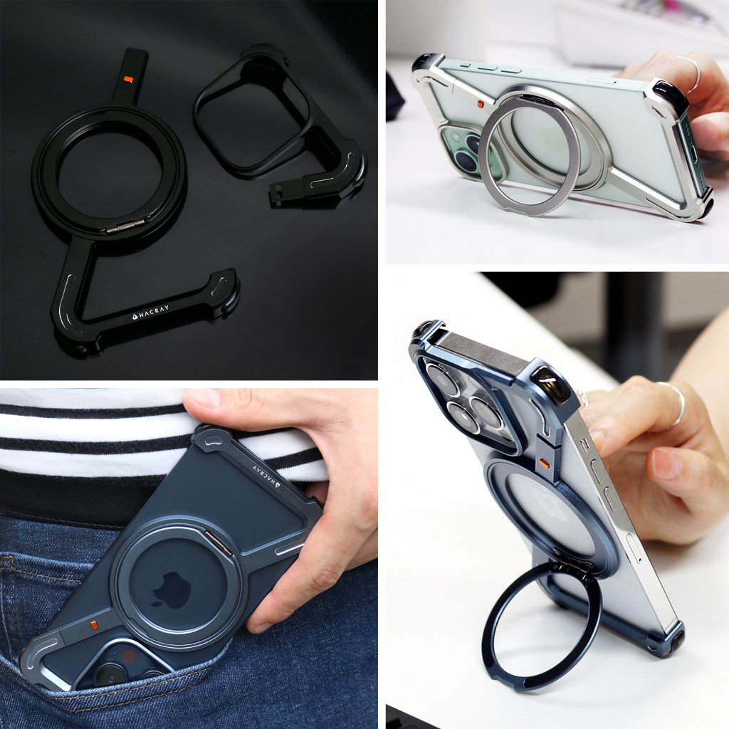 【Hacray公式】[iPhone 16 / 16 Pro / 16 Pro Max 用] 360 RingStand アルミ・シルバー（リングスタンド）ケース for iPhone 16/15シリーズ |  | 11