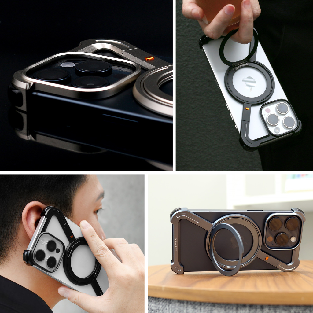 【Hacray公式】[iPhone 16 / 16 Pro / 16 Pro Max 用] 360 RingStand アルミ・シルバー（リングスタンド）ケース for iPhone 16/15シリーズ |  | 12