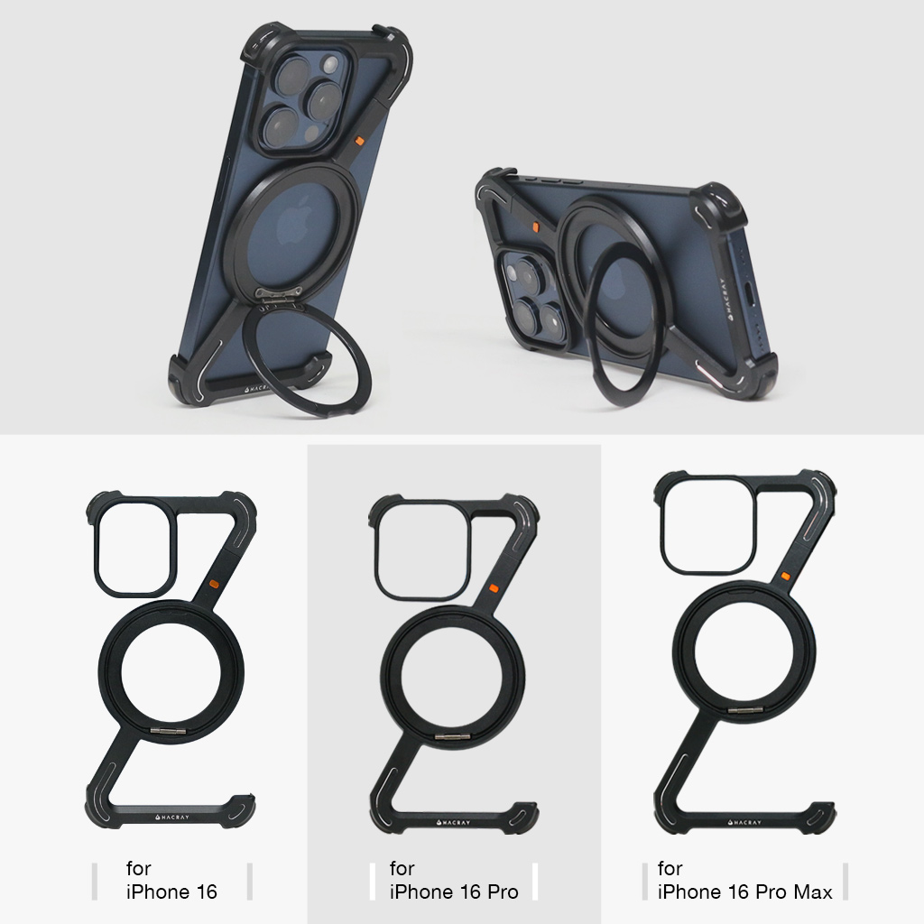 【HACRAY公式】[iPhone 16 / 16 Pro / 16 Pro Max 用] 360 RingStand アルミ・ブラック（リングスタンド）ケース for iPhone 16 / 15 / 14 シリーズ |  | 02