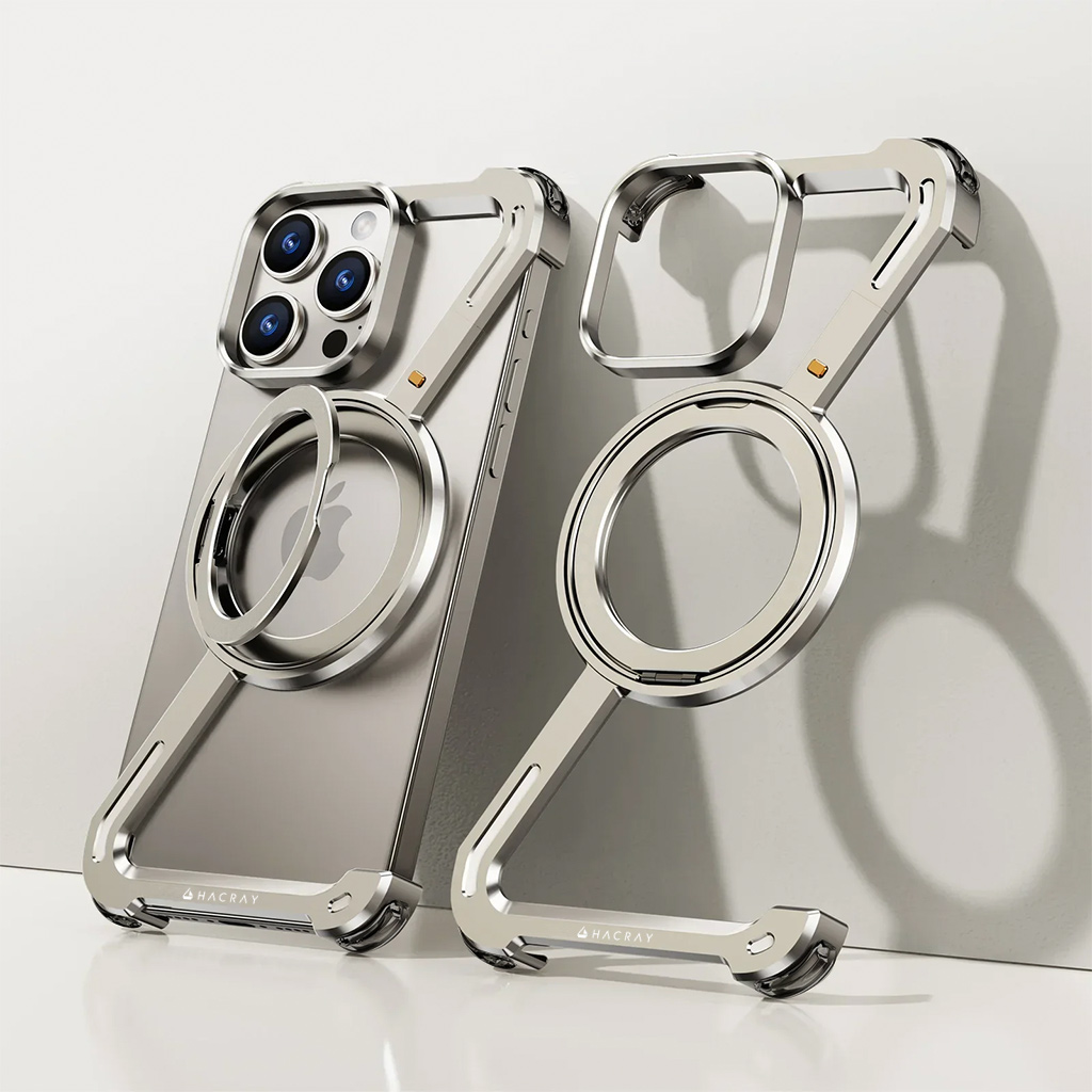 【Hacray公式】[iPhone 16 / 16 Pro / 16 Pro Max 用] 360 RingStand アルミ・シルバー（リングスタンド）ケース for iPhone 16/15シリーズ |  | 06