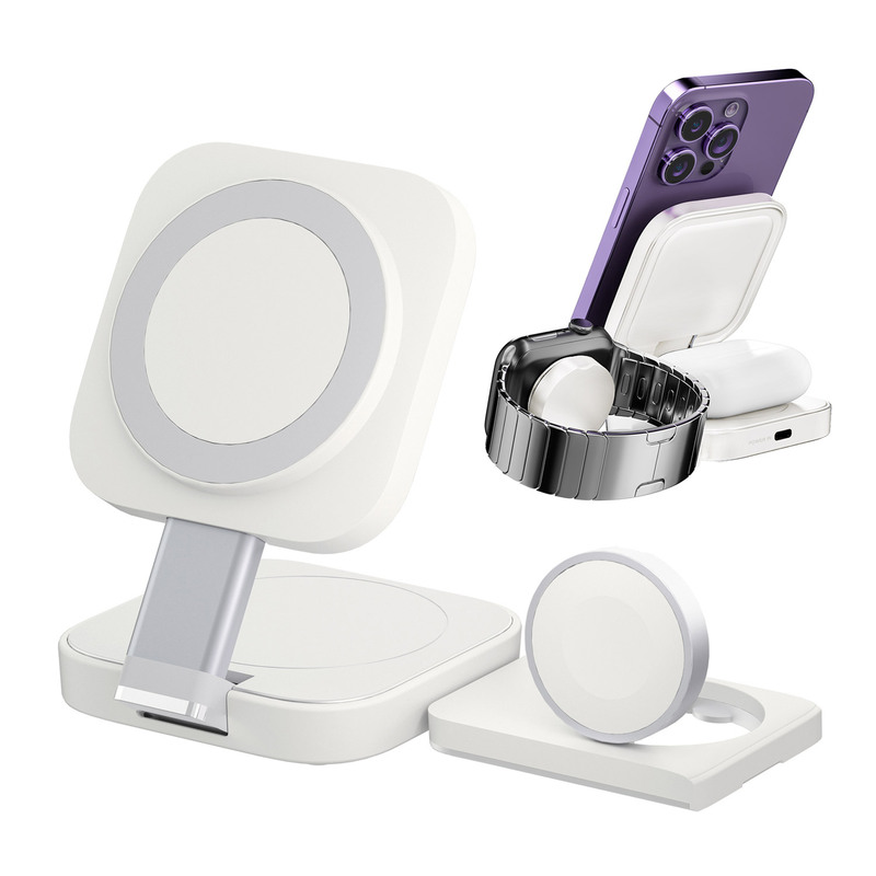 HACRAY 3in1 折りたたみ式 ワイヤレス充電 スタンド 持ち運び MagSafe対応 for iPhonexApple WatchxAirPodsxAndroid