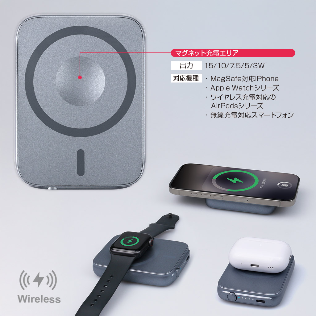 Hacray All in One 15W マグネットワイヤレスバッテリー [MagSafe対応 モバイルバッテリー] for iPhone、AirPods、Apple Watch、iPadなど |  | 04