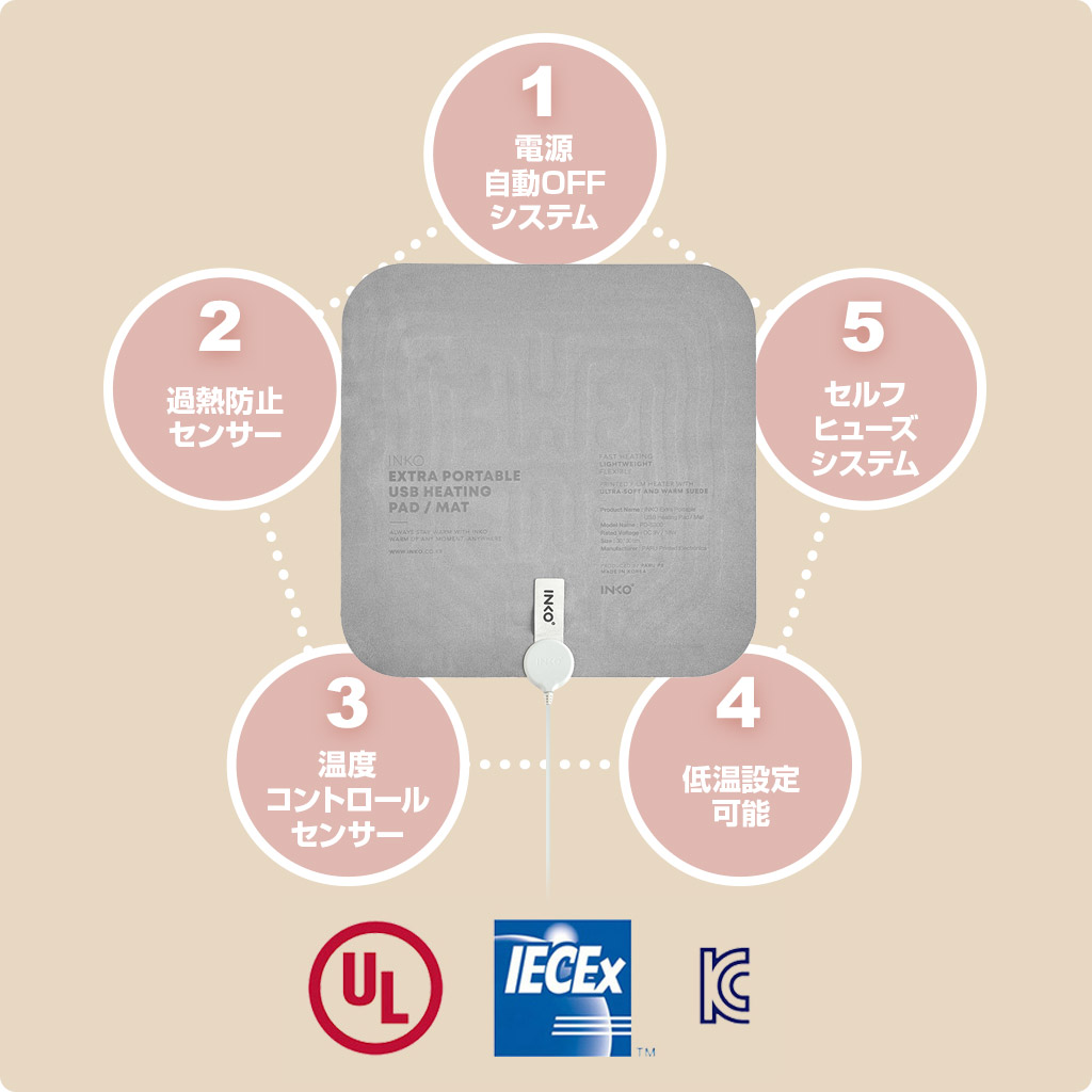 【テレビで紹介！】[インクで温める] INKO EXTRA ヒーティングパッド スエード 30x30cm |  | 08