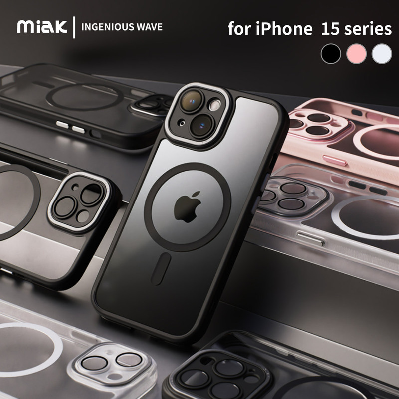 miak レンズガード 一体型 MagSafe 対応 クリアケース for iPhone15 / 15 Pro / 15 Plus / 15 Pro Max 透明 ハードケース カメラレンズ保護