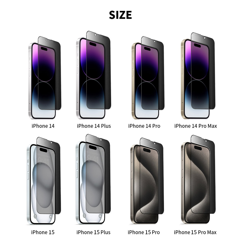 【miak公式】iPhone16 / 16 Pro 覗き見防止 ガラスフィルム 2枚入り 硬度9H のぞき見防止フィルム  アイフォン16 15 14 シリーズ プライバシー 保護シート |  | 11