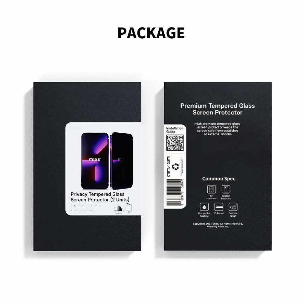【miak公式】iPhone16 / 16 Pro 覗き見防止 ガラスフィルム 2枚入り 硬度9H のぞき見防止フィルム  アイフォン16 15 14 シリーズ プライバシー 保護シート |  | 13