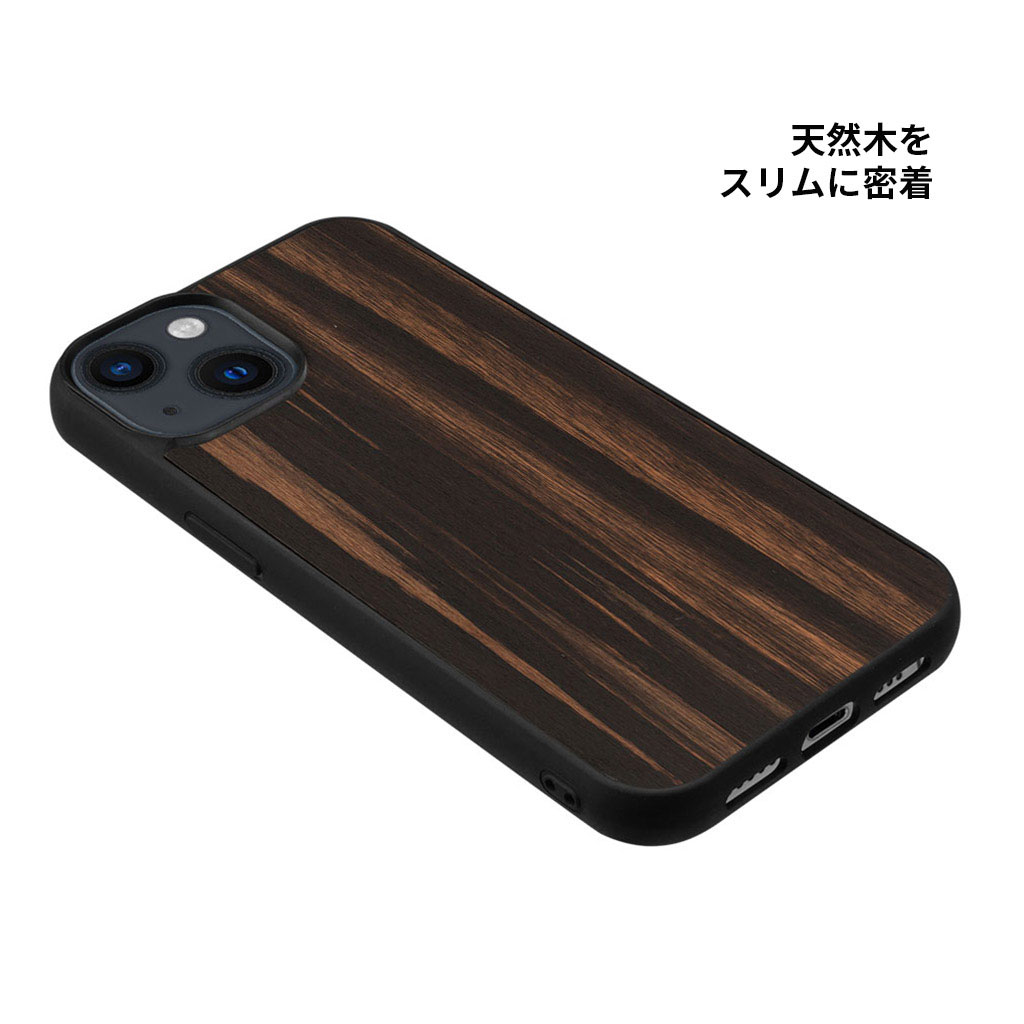 iPhone15pro用 アイフォン15 iPhone 15 / 15 Pro Man&Wood MagSafe対応 天然木ケースEbony 防塵 着脱しやすい ストラップホール付き 木目｜mycaseshop｜04