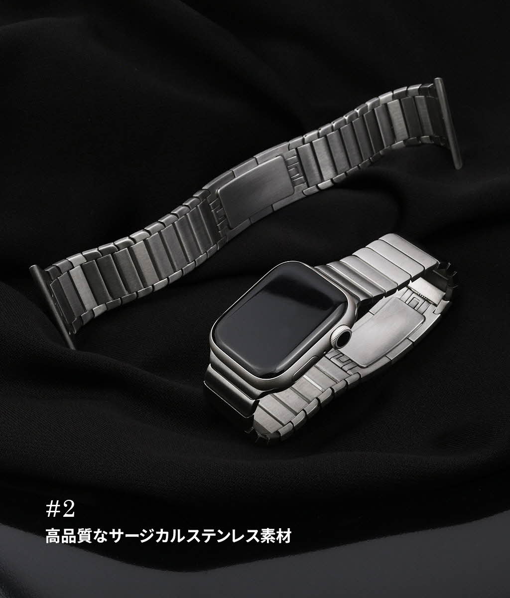 WEARPLANET アップルウォッチ プレミアムメタルバンド 交換バンド for Apple Watch 49mm, 46/45/44/42/41/40/38mm (Ultra2/1,Series10-1,SE)の画像
