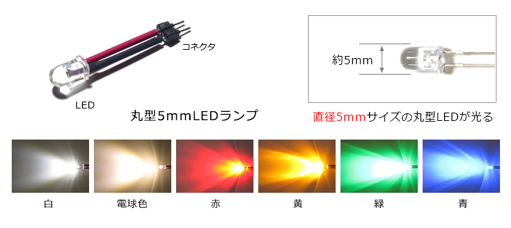 丸型3ｍｍＬＥＤランプ 白 高輝度 極細リード線 コネクタ付 【79%OFF!】