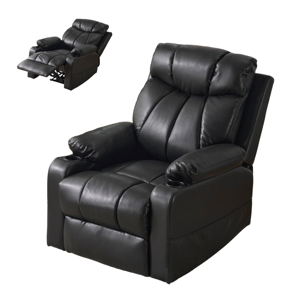 BTM 電動リクライニングソファー PU ボタン操作 ソファー 1人掛け USB