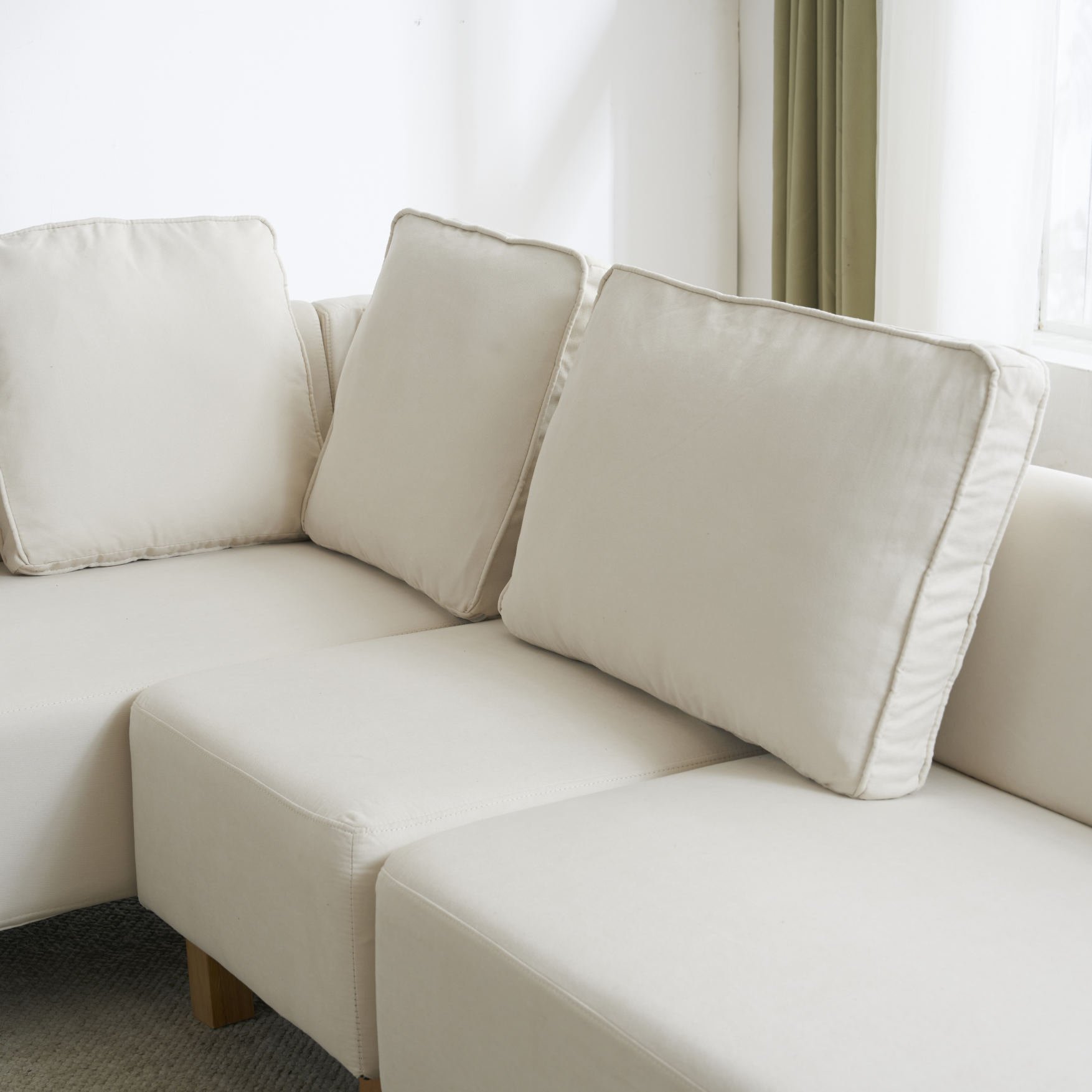 4人掛けソファー 洗えるカバー L字型 ソファーセット ホワイト