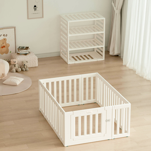 全品8%OFF】ベビーサークル 外径変形可能 収納棚へ変身可能 扉付き