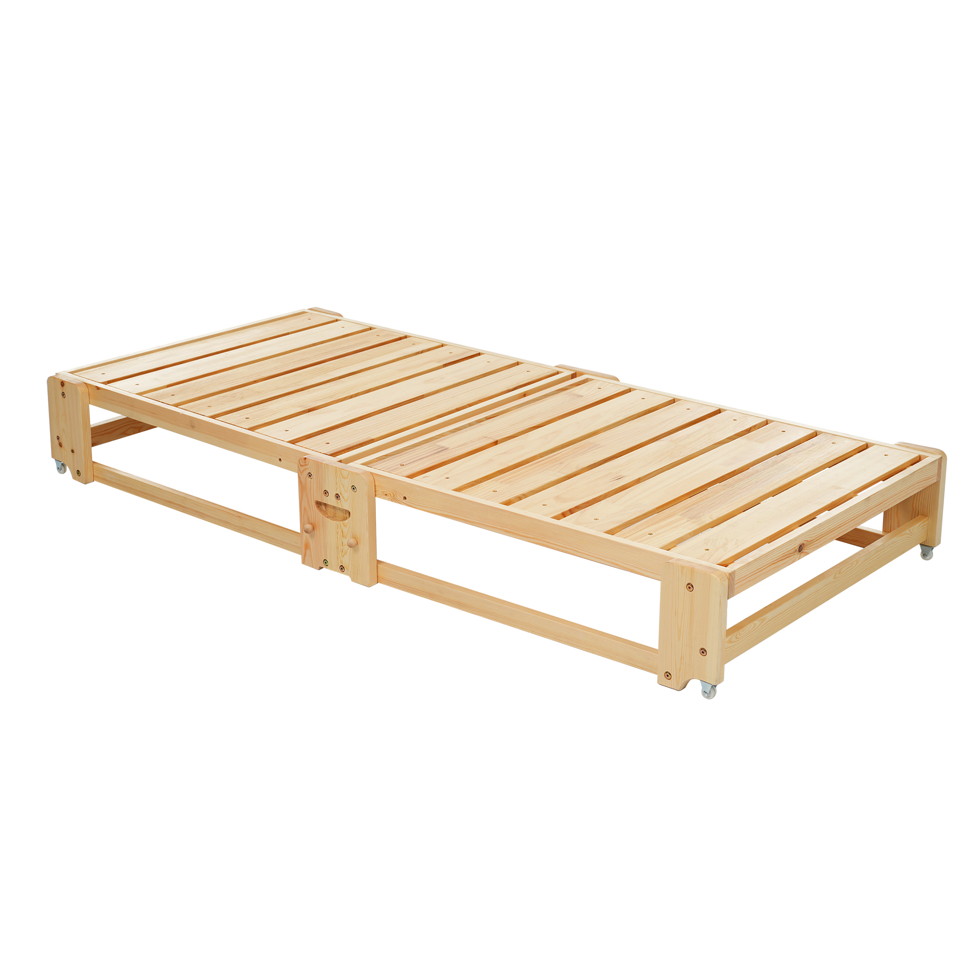 BTM 【セミシングル SS 組立品】 木製ベッド 天然木 2way 折りたたみ