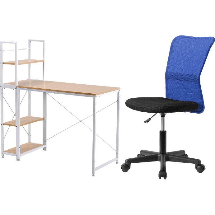 ナチュラル木製パソコンデスクとオフィスチェア BTM 【全品8%OFF】【パソコンデスク+オフィスチェア 2点セット