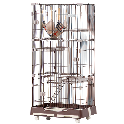BTM 【全品10%OFF】猫 ケージ 3段 キャスター付き 猫ゲージ トレイ 猫