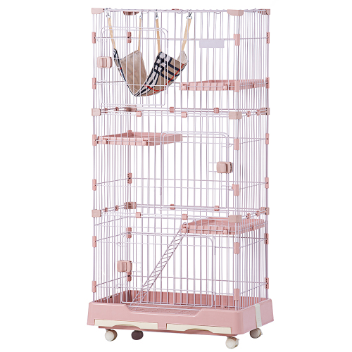 【未使用品】BTM キャットケージ 3段 ピンク TX293762PAA BTM 猫 ケージ 3段 キャスター付き 猫ゲージ トレイ 猫 スチール
