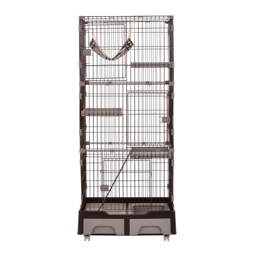 BTM 【全品10%OFF】猫 ケージ トイレ付 ハンモック付 収納型 キャット