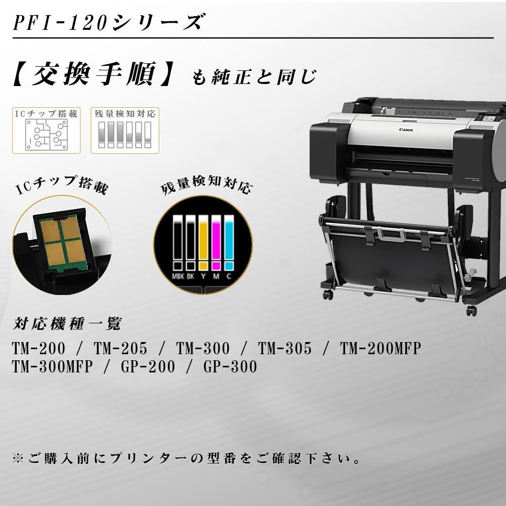 PFI-120BK リサイクルインク 130ml ブラック 顔料 残量表示対応