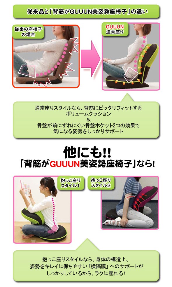 座椅子 腰痛 背筋がGUUUN 美姿勢座椅子 リクライニング 骨盤 姿勢 矯正