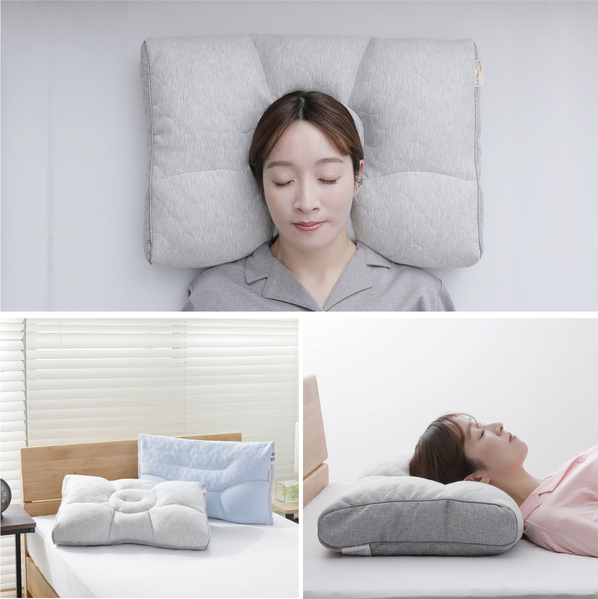 首肩楽寝枕DX グレー (40×58×8cm） 横向き枕 仰向け 横向き寝 頸椎 