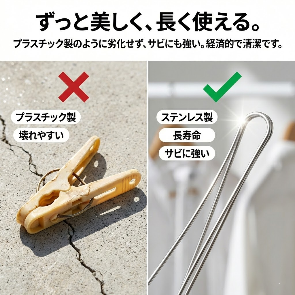 あきなす　ハンドメイドクリップ　純銀金張　4枚セット　未使用品　年末断捨離 YOYIMONO 【驚異の10個セット】ステンレス ひっかけ クリップ 11cm