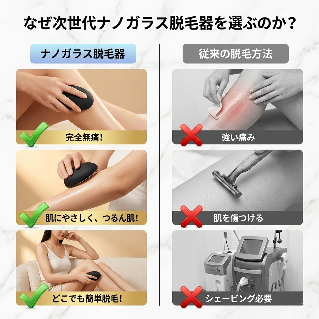 業界大注目！次世代モデル】脱毛器 クリスタル脱毛器 ナノガラス 痛く